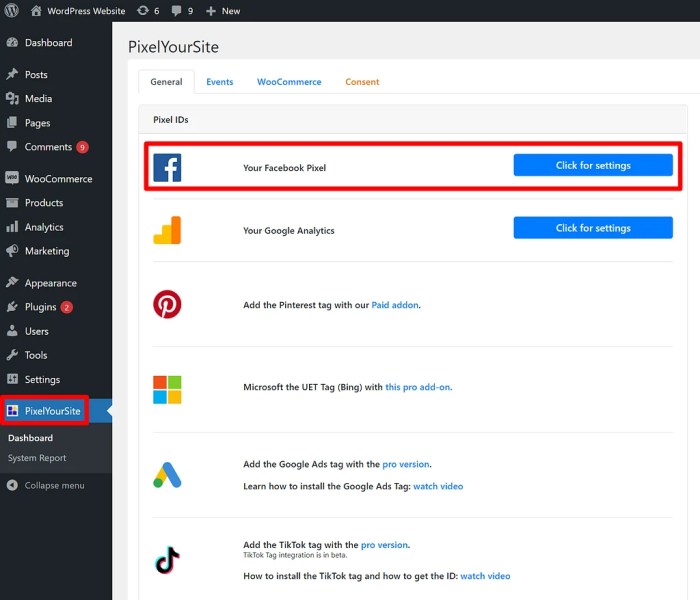 How to install the facebook pixel on wordpress