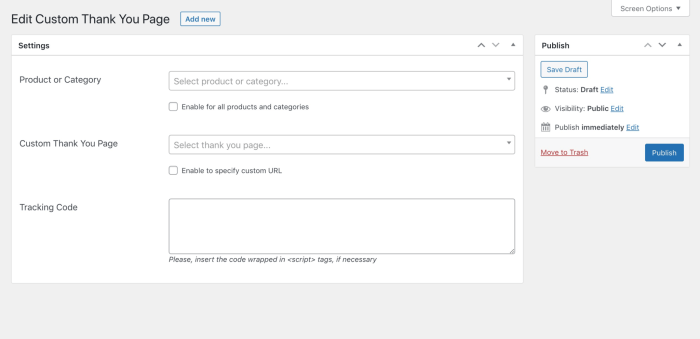 How to easily create custom woocommerce thank you pages 2