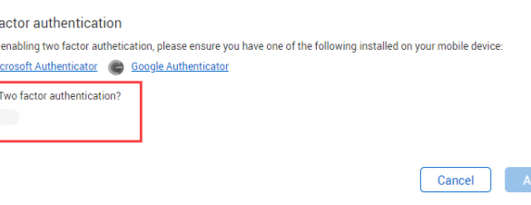 Two factor authentication setup