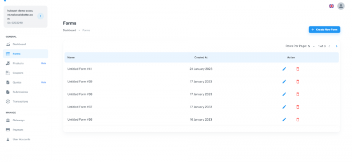 Using hubspot payment forms for transactions