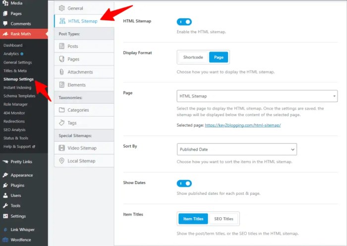 How to add an html sitemap page in wordpress