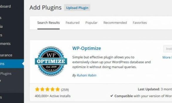 Install wp optimize plugin