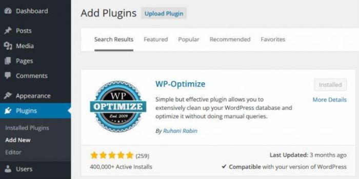 Install wp optimize plugin