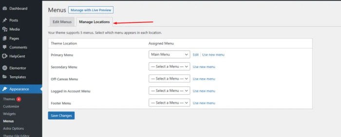 How to add wordpress navigation menu in posts pages