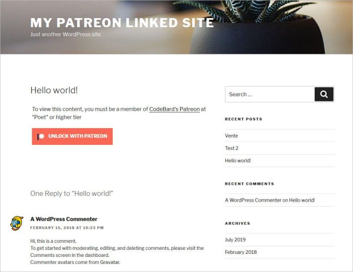 How to restrict content on wordpress to patreon members