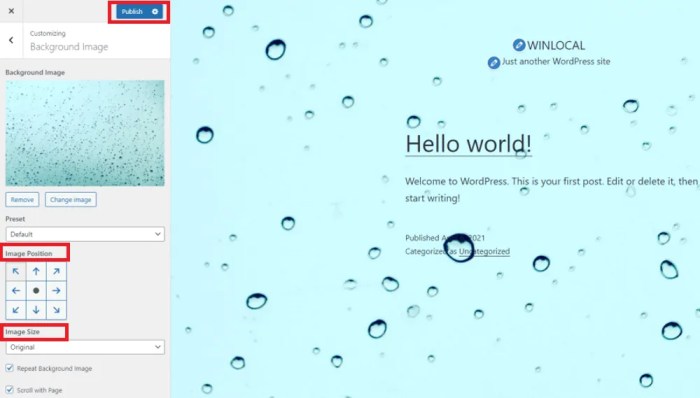 Customize add dashboard tab How to add a background image in wordpress