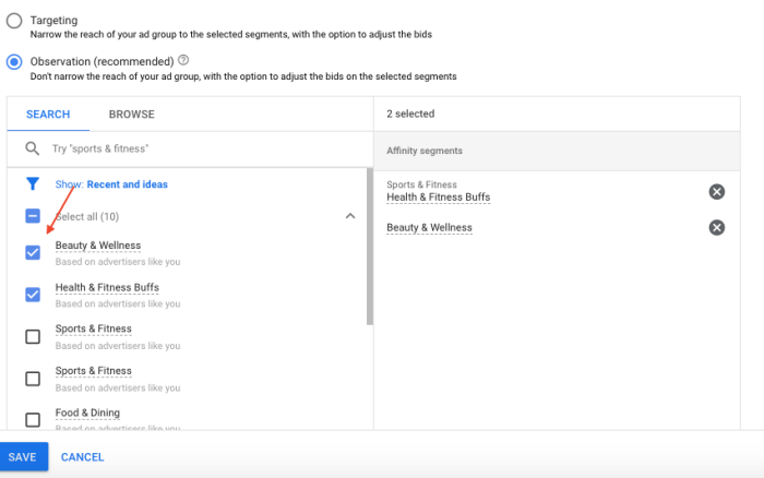 Google ads life events audience targeting