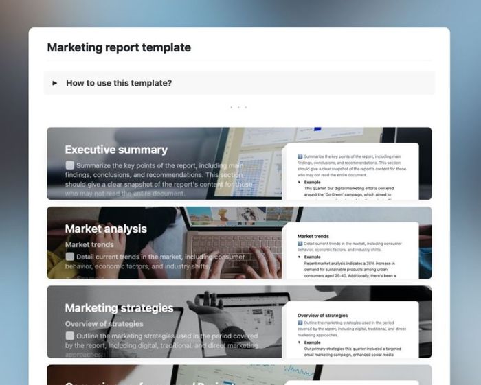 Marketing report templates and examples