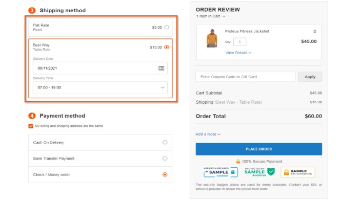 First step of checkout