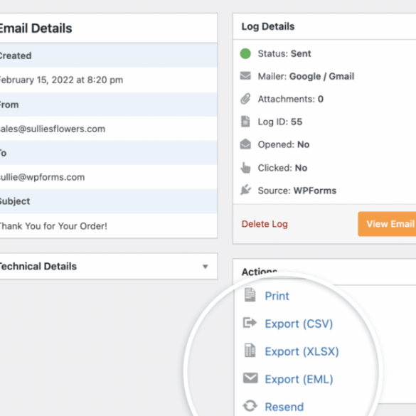 How to setup wordpress email logs
