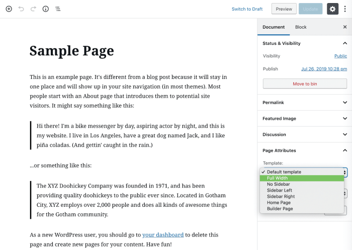 Templates sidebar sjablonen bekijken beschikbare controllo disponibili dei zijbalk verwijder barra rimuovere laterale remove checking kinsta verfügbaren überprüfung How to remove the sidebar in wordpress