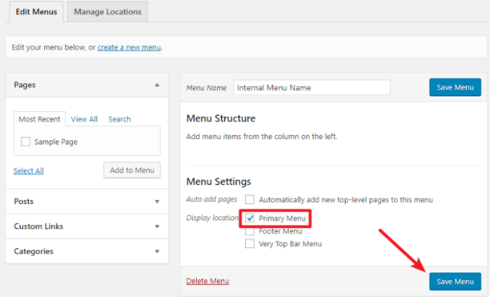 How to add custom navigation menus in wordpress themes
