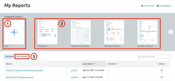 Creating reports with semrush report builder