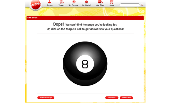 Mattel How to create a spectacular 404 error page with 12 examples