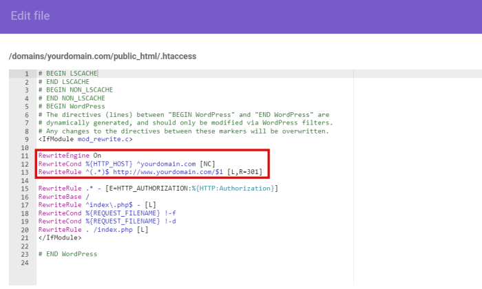 How to add non www to www in htaccess