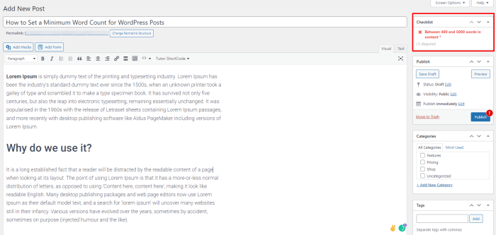 Posts count word admin webnots
