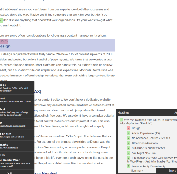 How to check logical heading structure