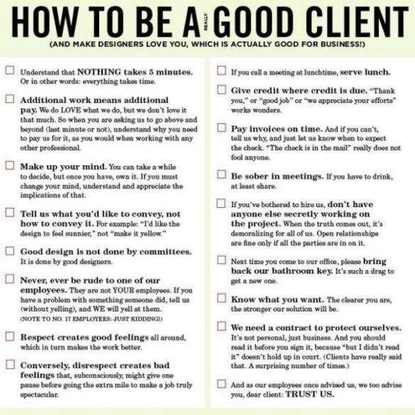 Tips for being a great client