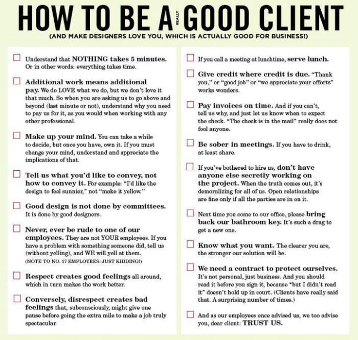 Tips for being a great client