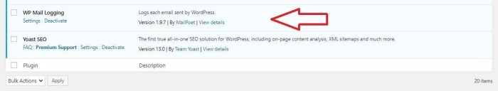How to setup wordpress email logs