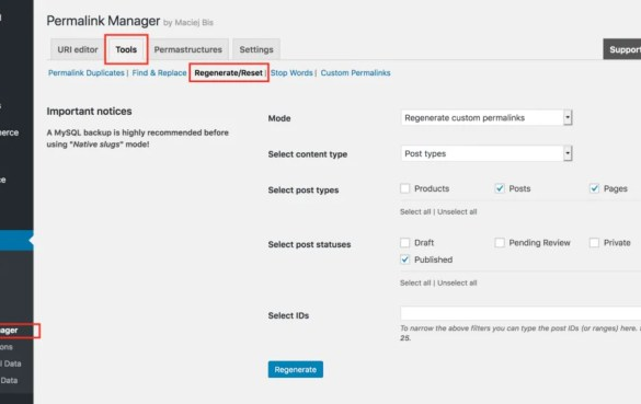 How to regenerate your permalinks in wordpress