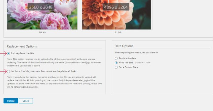 How to replace images and media files in wordpress