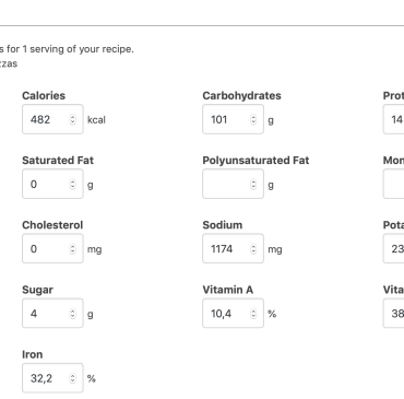 How to display nutrition facts labels in wordpress