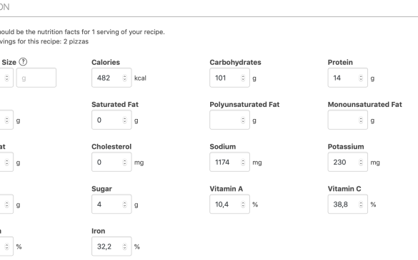 How to display nutrition facts labels in wordpress
