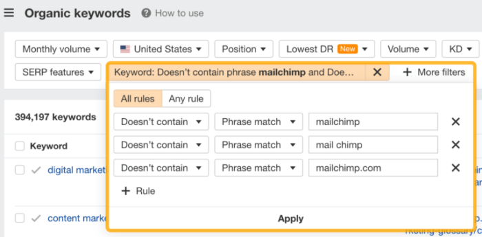 General phrase match keywords bringing in competitor searches