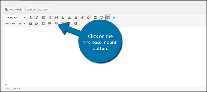 How to indent paragraphs in wordpress