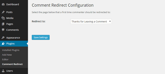 Install comment redirect plugin