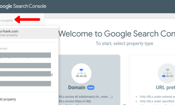 Search console domain properties